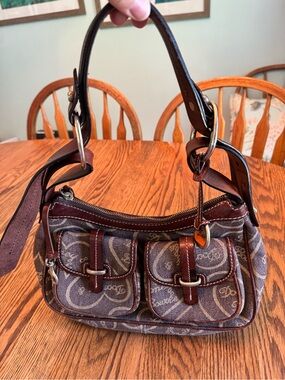 VINTAGE Y2K DOONEY & BOURKE BANANA SIGNATURE DENIM LEATHER MINI BAG
